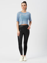 High Above The Waves Ruffled Blue Mesh Tee