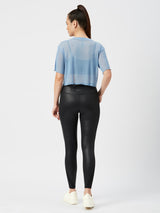 High Above The Waves Ruffled Blue Mesh Tee