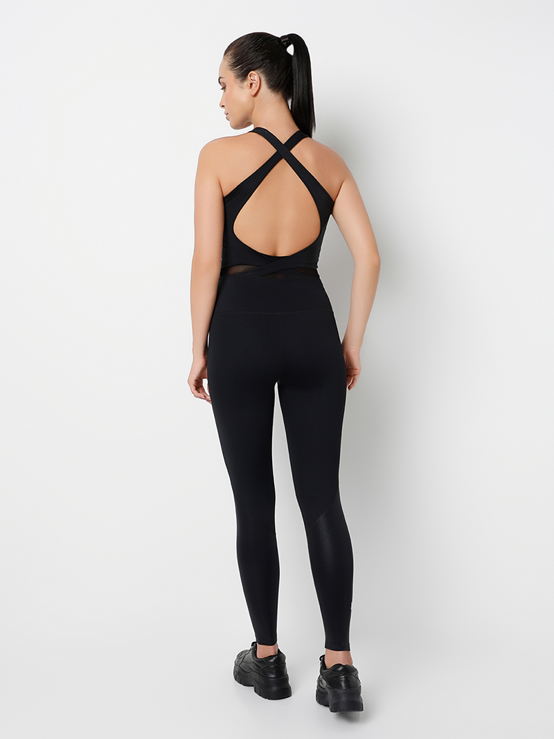 Shine in Motion Black Glossy Bodysuit