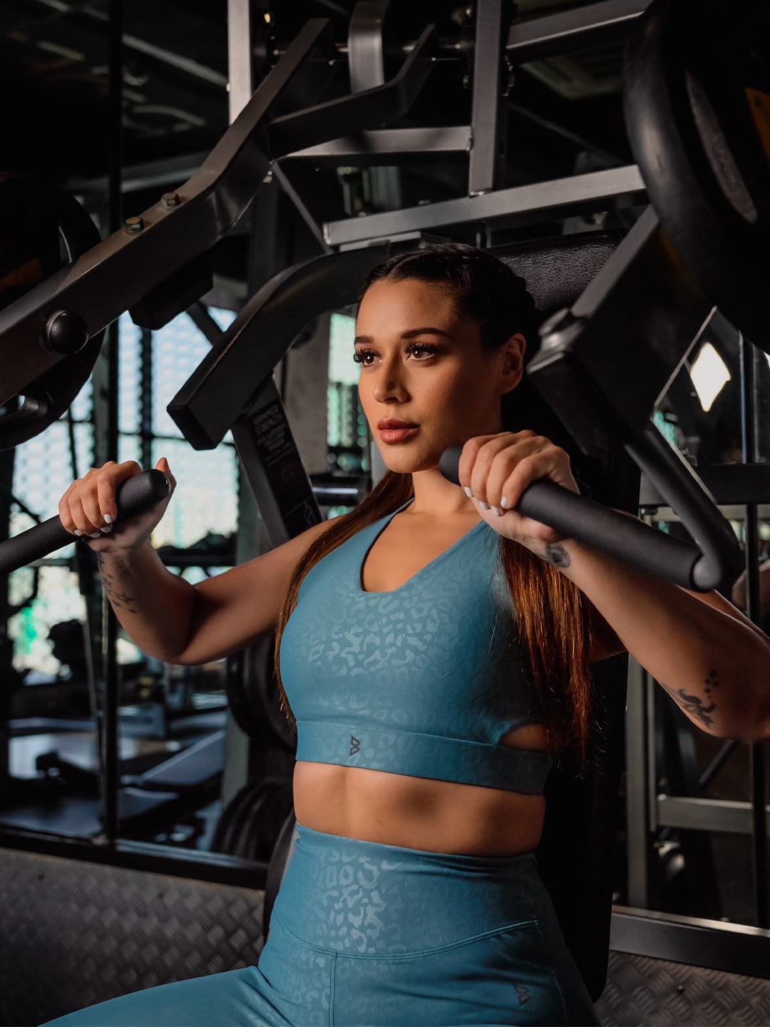 Teal Embossed Mesh Cut Out Set BODD ACTIVE