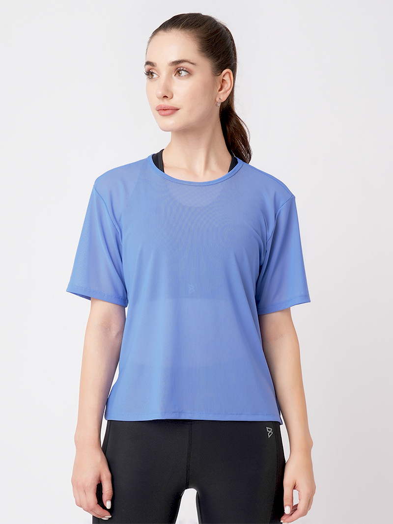 Vista Blue Open Back Mesh Tee