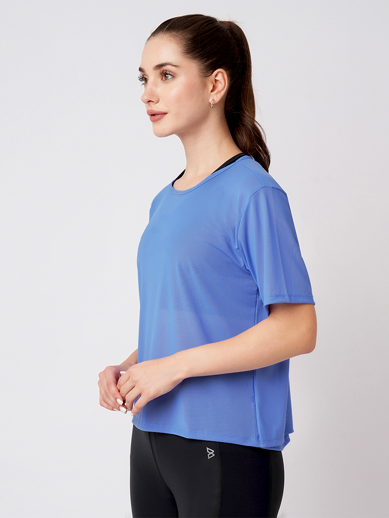 Vista Blue Open Back Mesh Tee