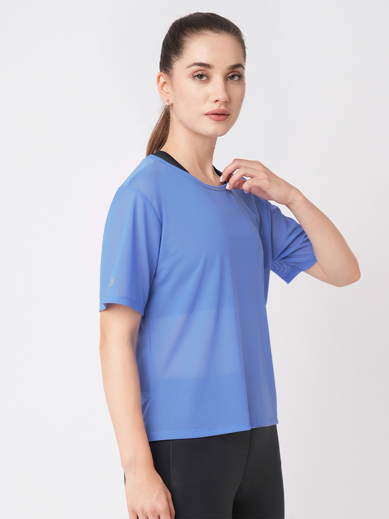 Vista Blue Open Back Mesh Tee