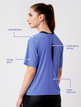 Vista Blue Open Back Mesh Tee