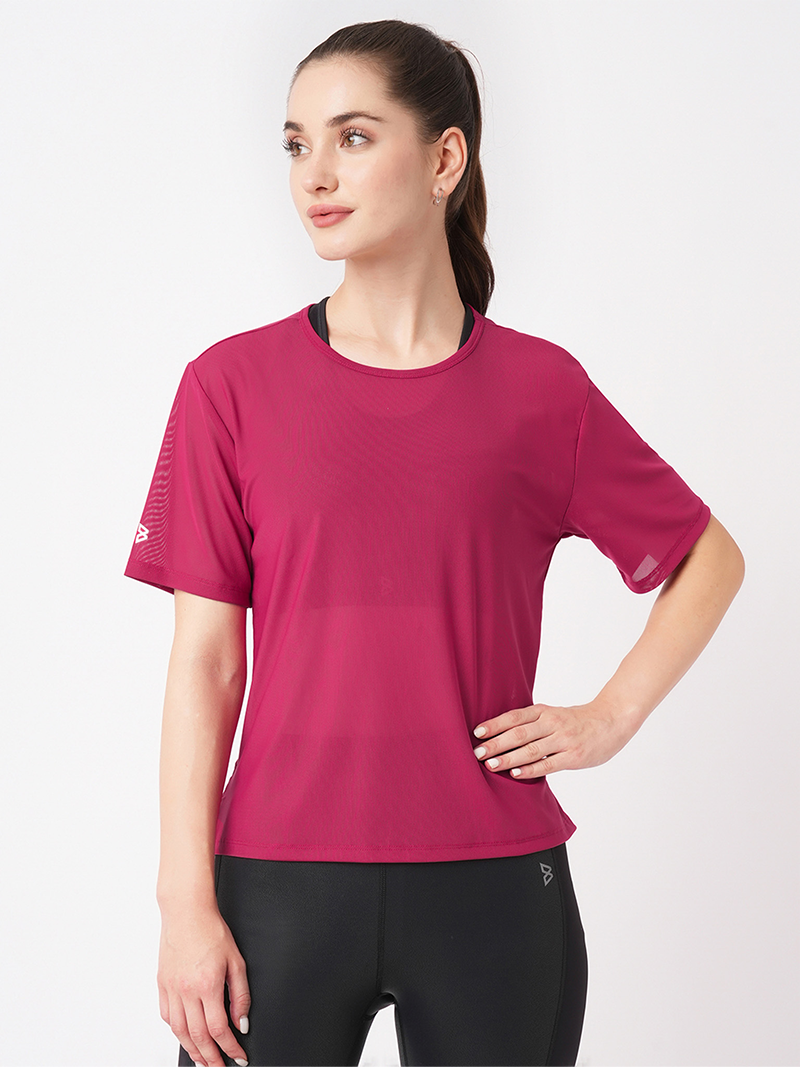 Viva Magenta Open Back Mesh Tee
