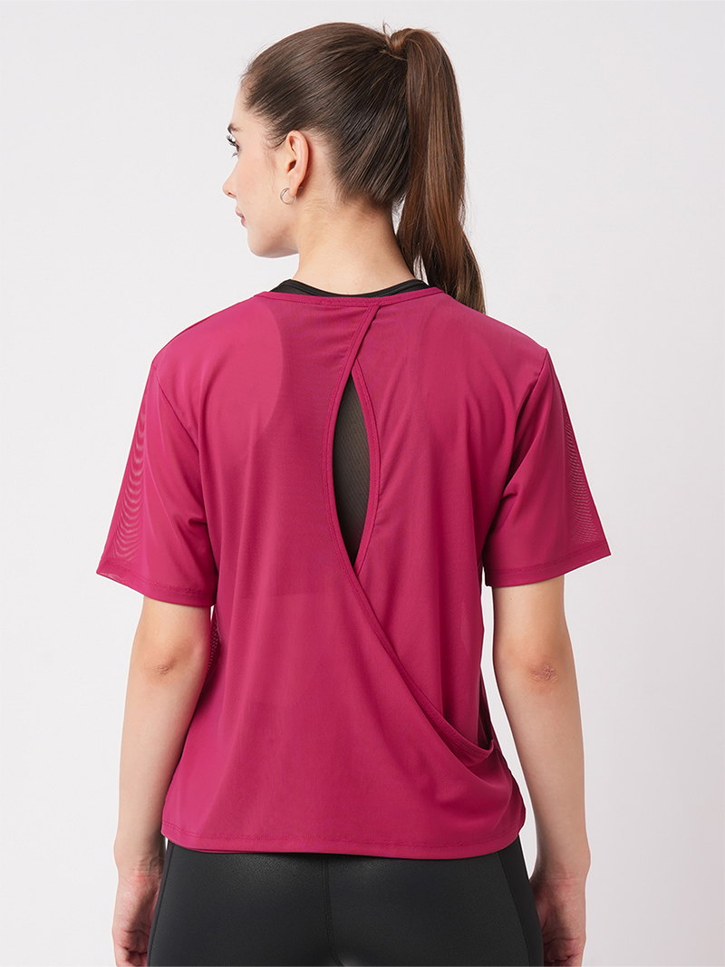Viva Magenta Open Back Mesh Tee