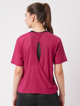 Viva Magenta Open Back Mesh Tee