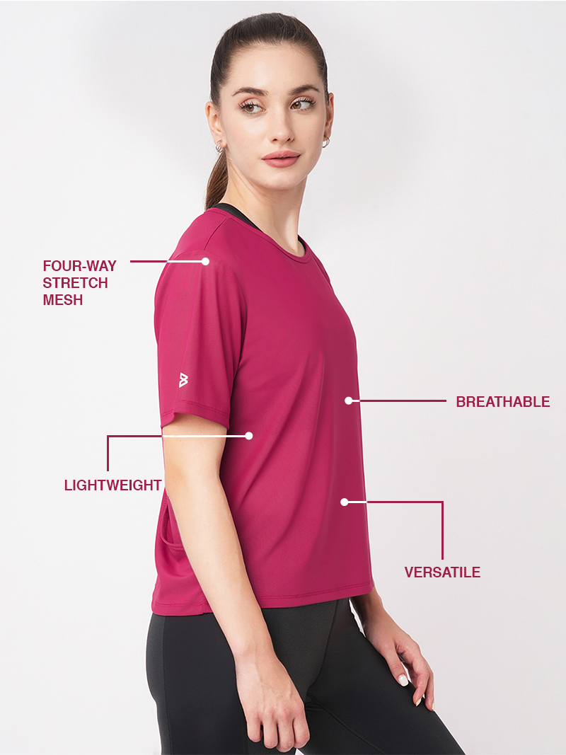 Viva Magenta Open Back Mesh Tee