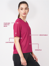 Viva Magenta Open Back Mesh Tee