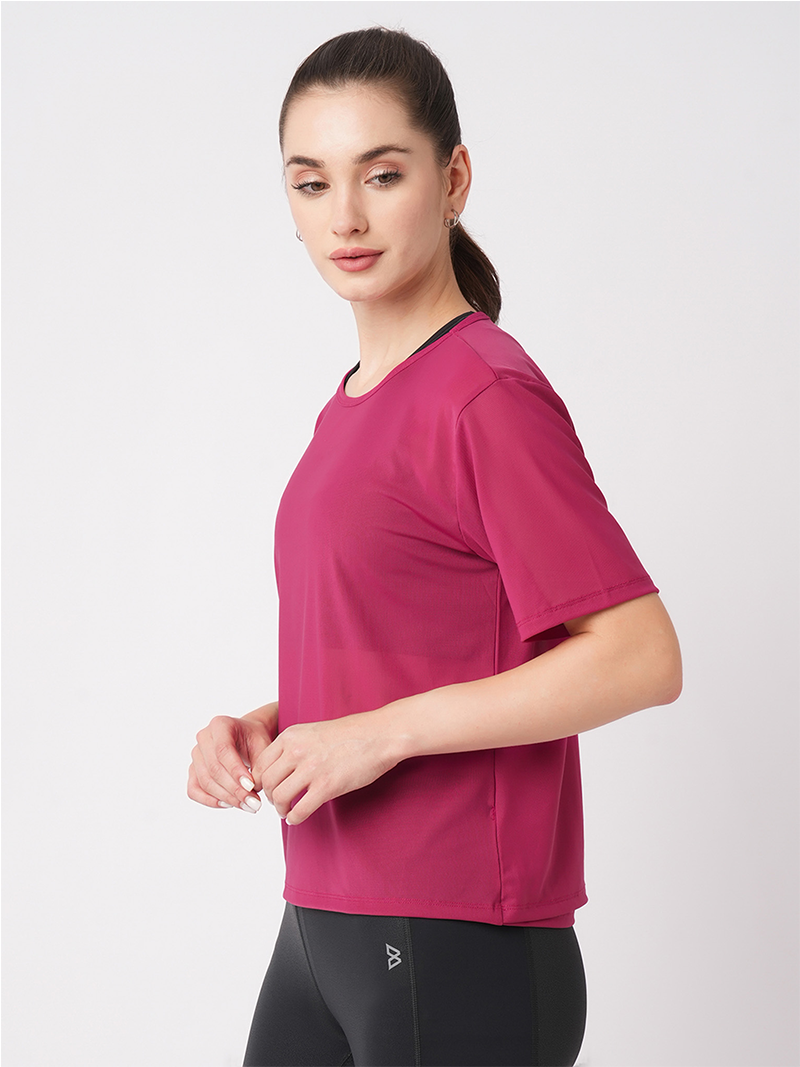 Viva Magenta Open Back Mesh Tee