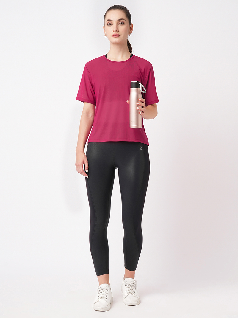Viva Magenta Open Back Mesh Tee