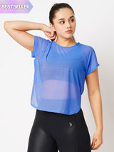 Vista Blue All Mesh Sheer Tee BODD ACTIVE