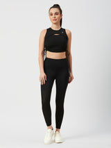 Black Mesh Rouched Top