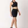 Black Ribbed High Waist Biker Shorts boddactive.com