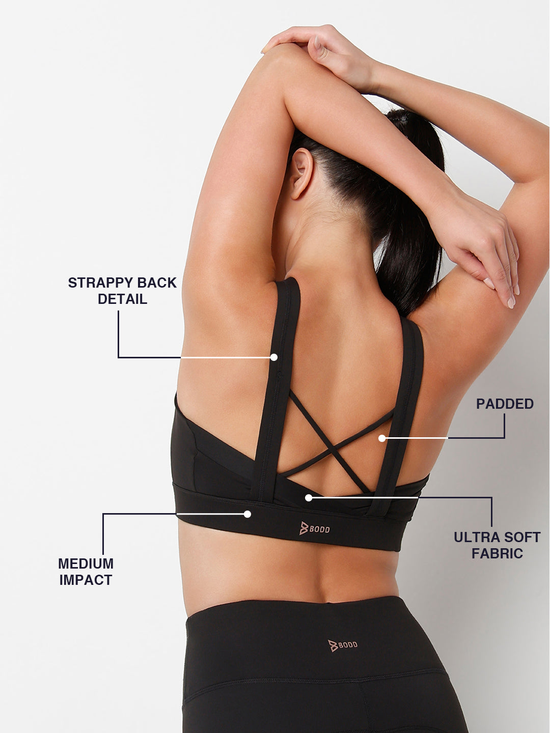LunaMotion Black Cross Back Sports Bra