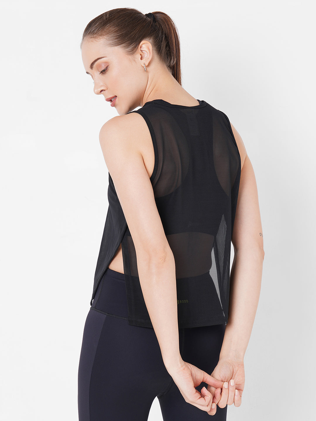 Black Sheer Overlapping Tank boddactive.com