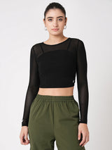 Black Mesh Open Back Tee BODD ACTIVE