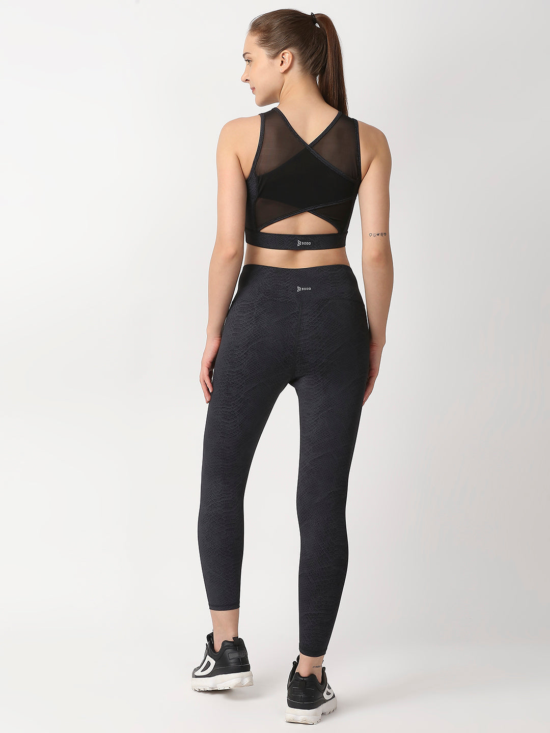 Black Snake Skin V Leggings BODD ACTIVE