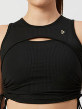 Black Mesh Rouched Top