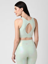 Minty Mint Holo Tie Up Sports Bra boddactive.com
